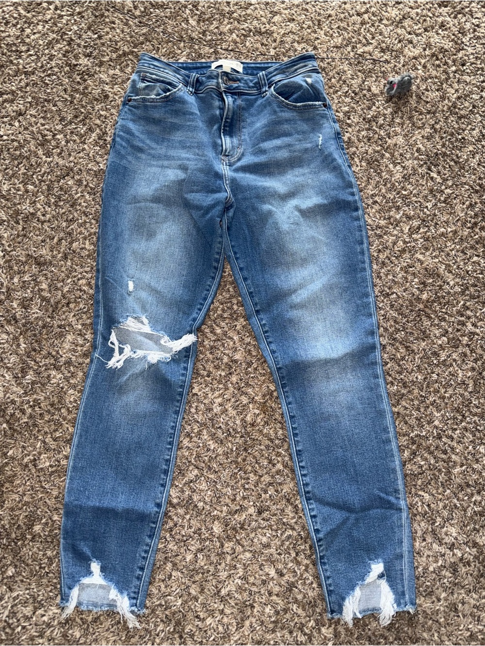 Abercrombie & Fitch Medium Blue Distressed high rise Skinny Jeans
